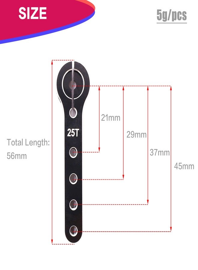 Raflot Servo Horn 56mm 25T Metal Servo Arm Extension Servo Horn for 30-100CC Balsa Airplanes 1/10 RC Crawler Car Boat Futaba HSP Wltoys Axial SCX10 Parts(2PCS Black) - Image 4
